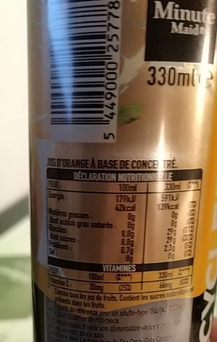 Minute maid - Nutrition facts - fr