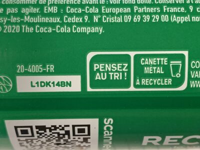 Sprite Goût Original - Instruction de recyclage et/ou informations d'emballage