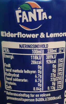 Fanta - Elderflower & Lemon - Nährwertangaben