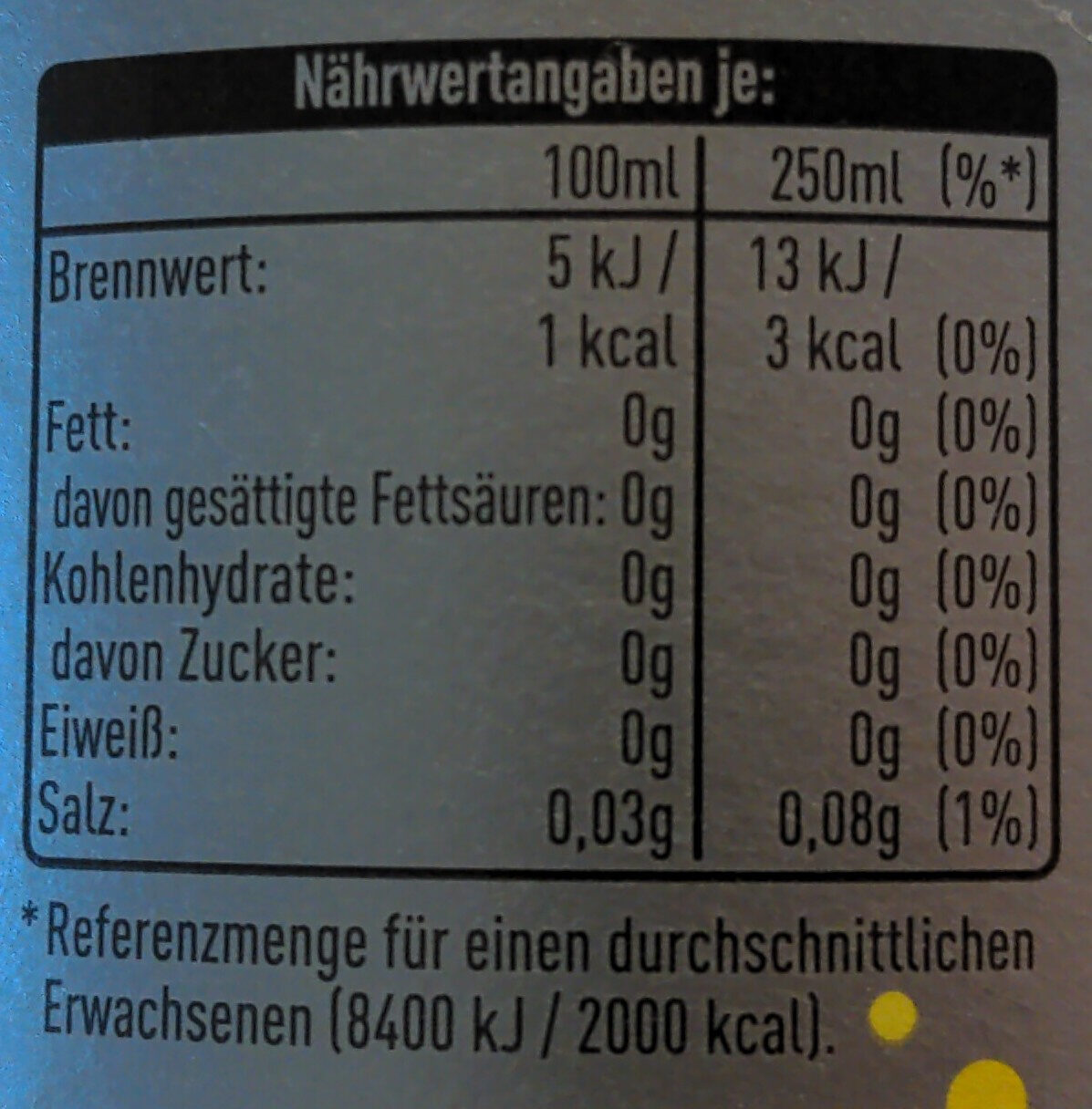 Coca-Cola Lemon Zero - Tableau nutritionnel - de