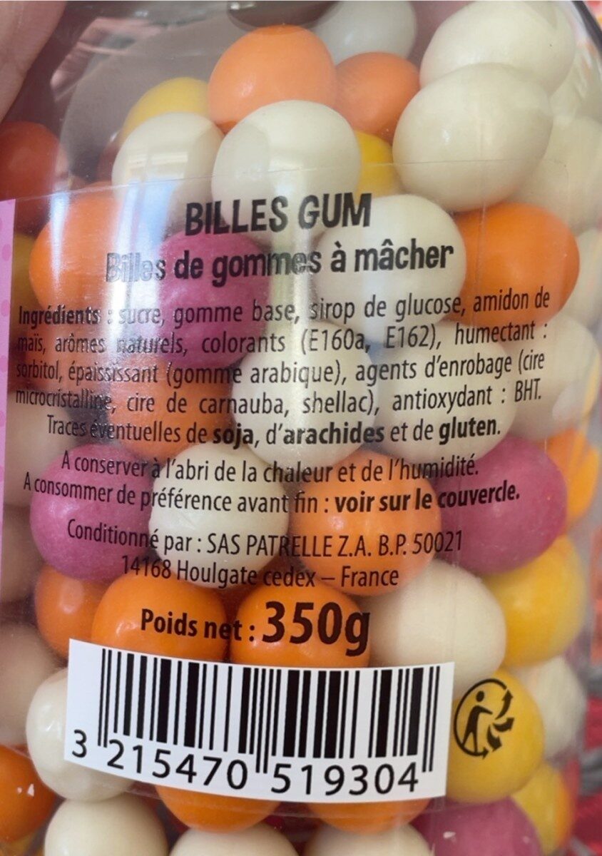 billes gum - Tableau nutritionnel
