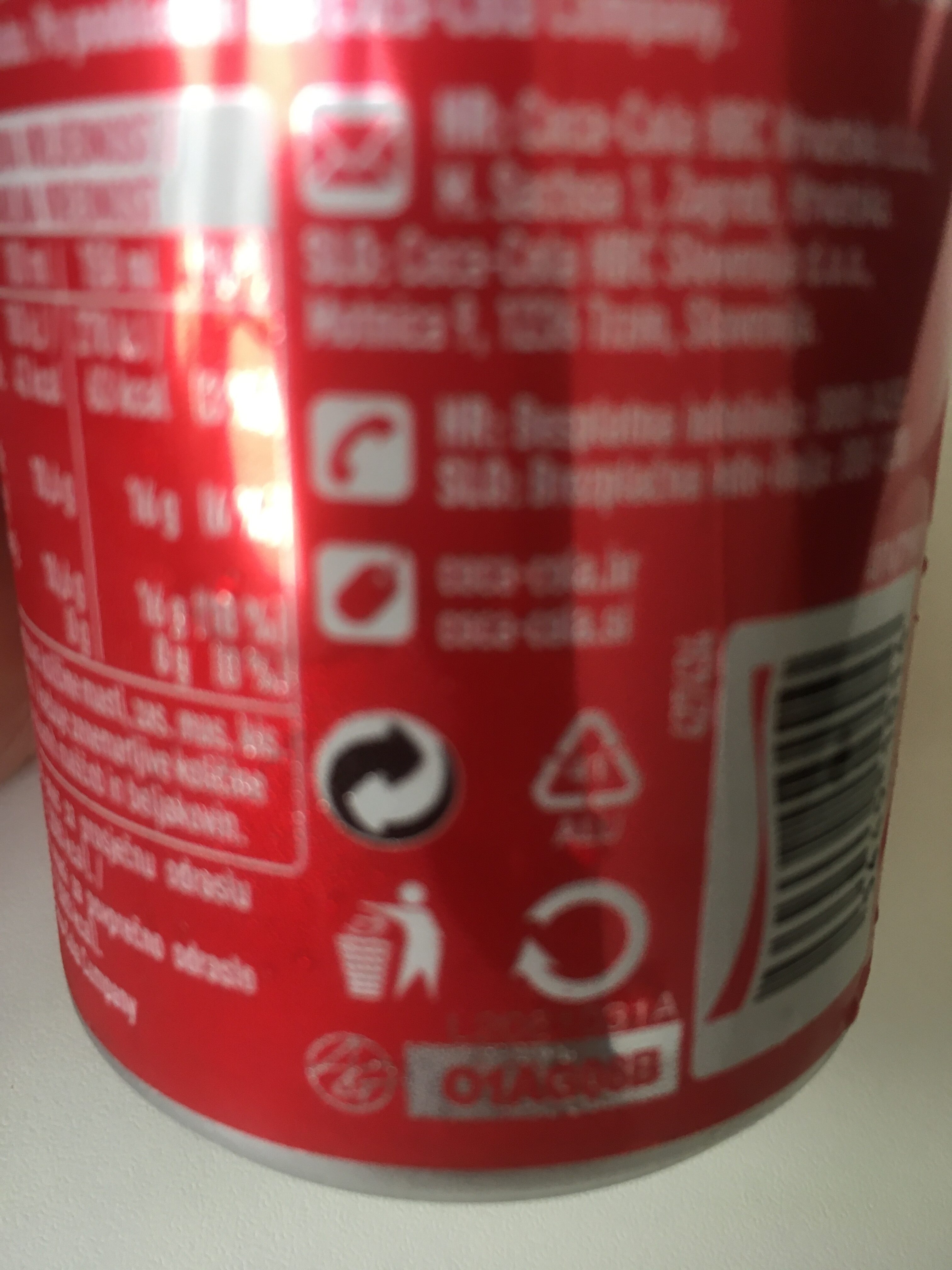 Coca cola - Recycling instructions and/or packaging information