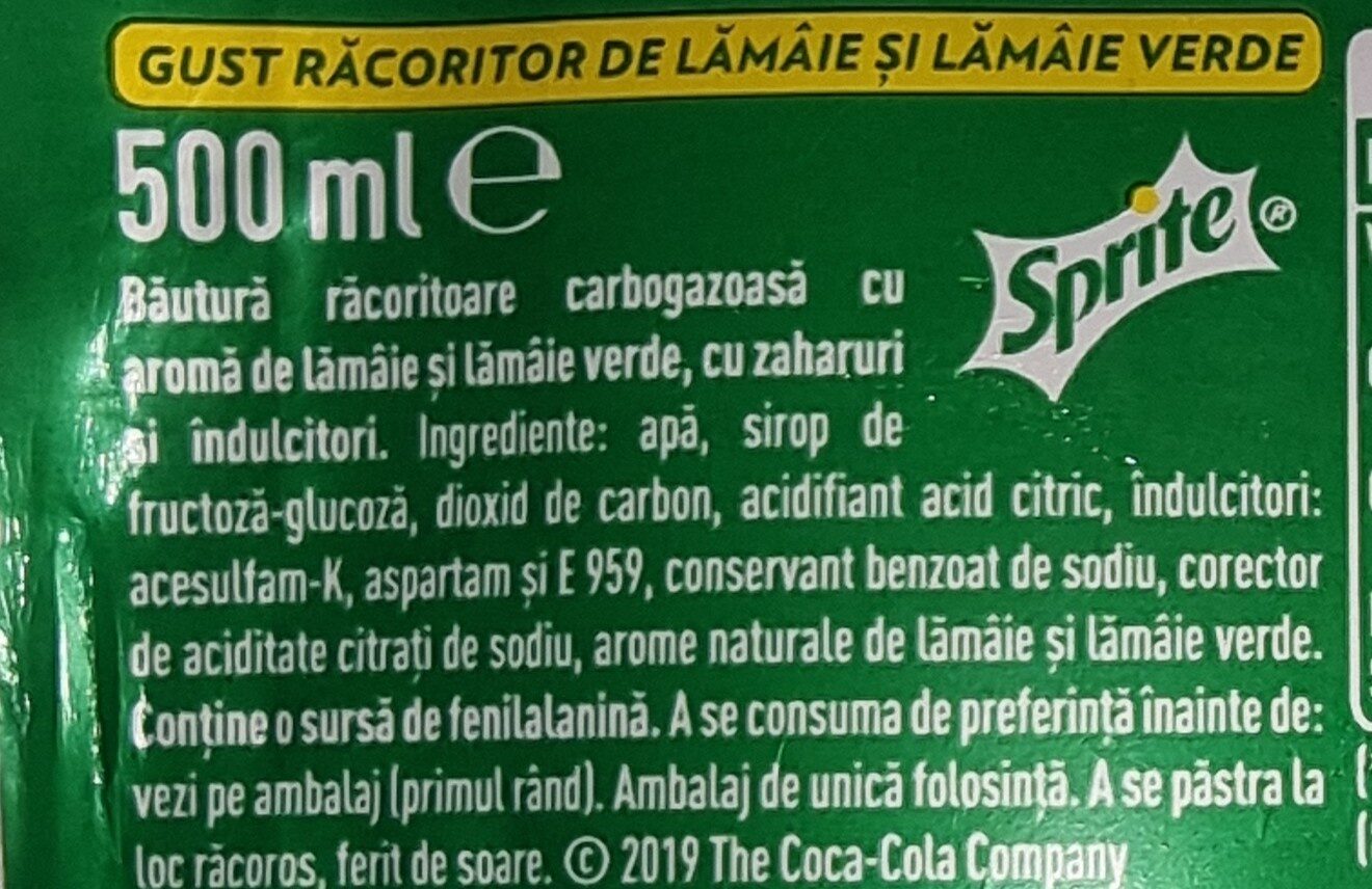 Sprite - Ingredients - ro