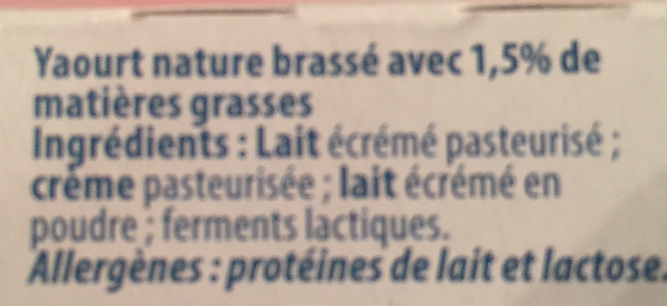 Yaourt - Ingredients - fr