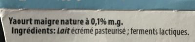 Yaourt du luxembourg nature 0,1% m.g. - Ingrédients