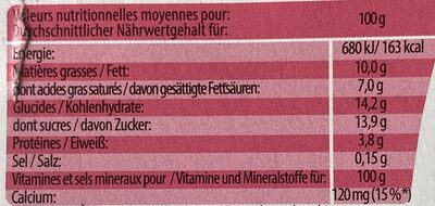Yaourt du Luxembourg - Tableau nutritionnel