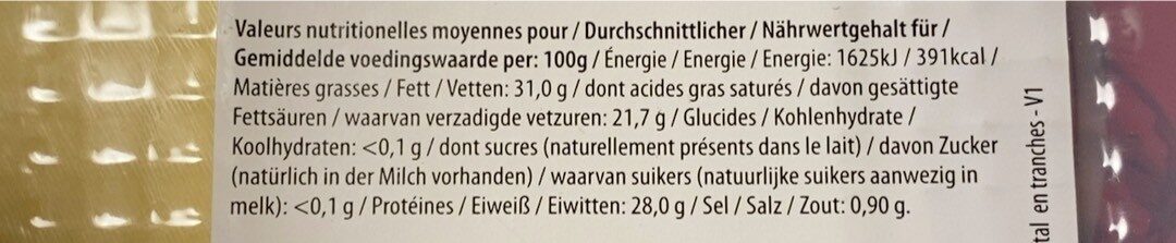 Emmentaler - Nutrition facts - fr