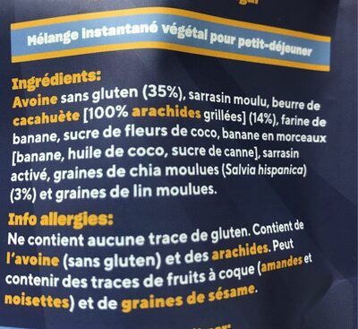 Avoine chia cacahuète - Ingrédients