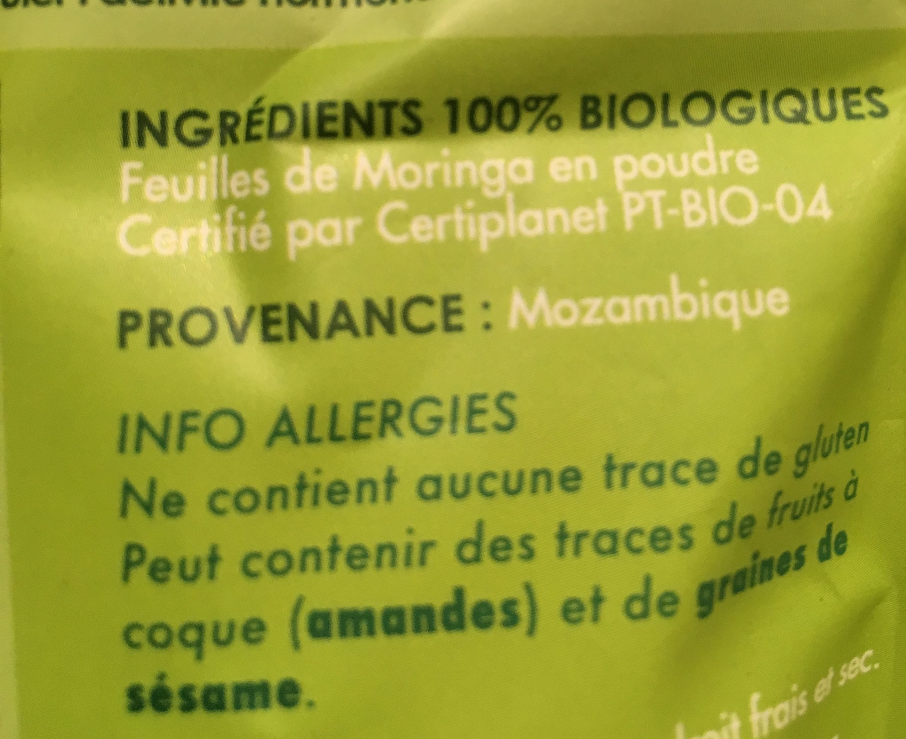 Moringa en poudre bio - Ingredienser - fr