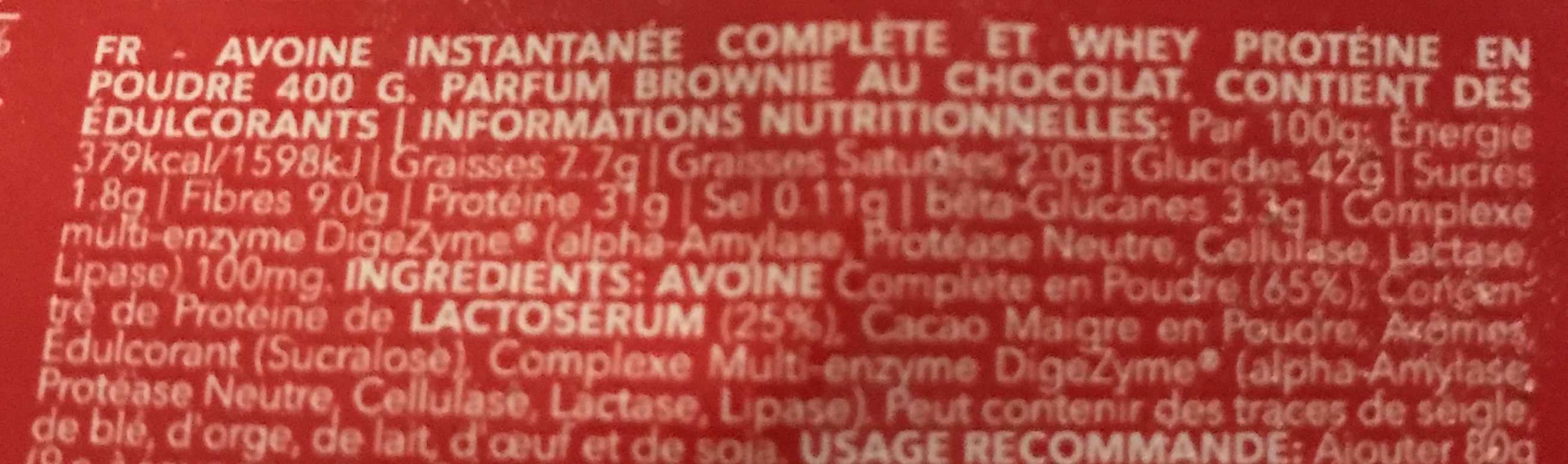 Oatmeal + Whey Protein - Ingrediënten - fr