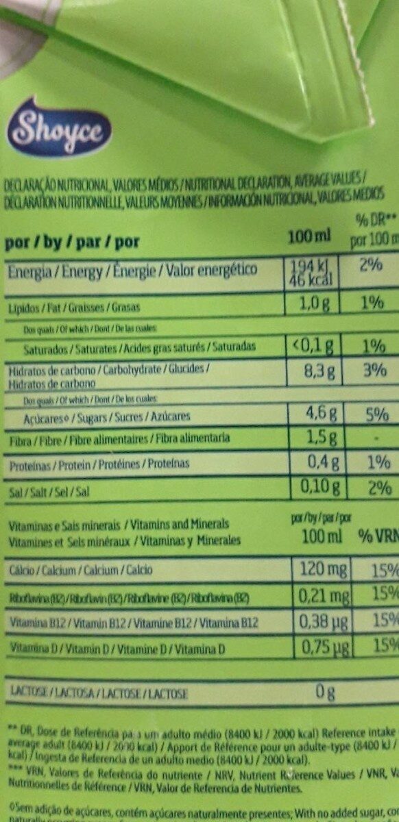 Rice 0% - Dados nutricionais - fr