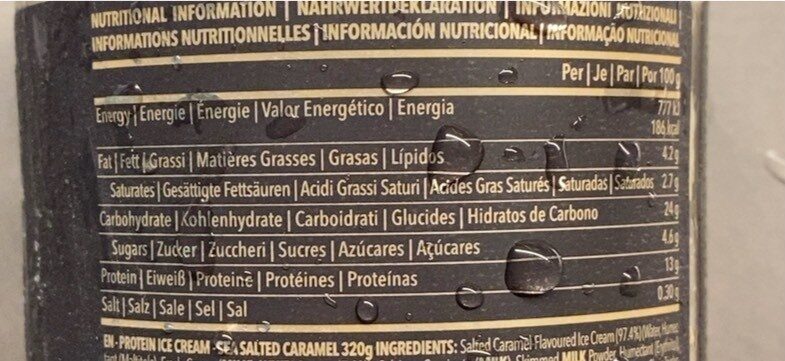 Protein Ice Cream Sea Salted Caramel - Nährwertangaben - it