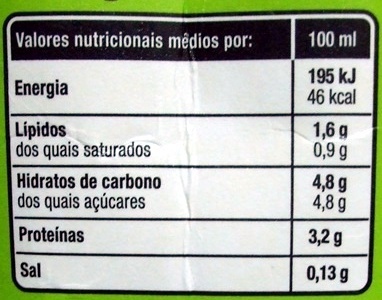 Leite Meio Gordo Polegar - Dados nutricionais