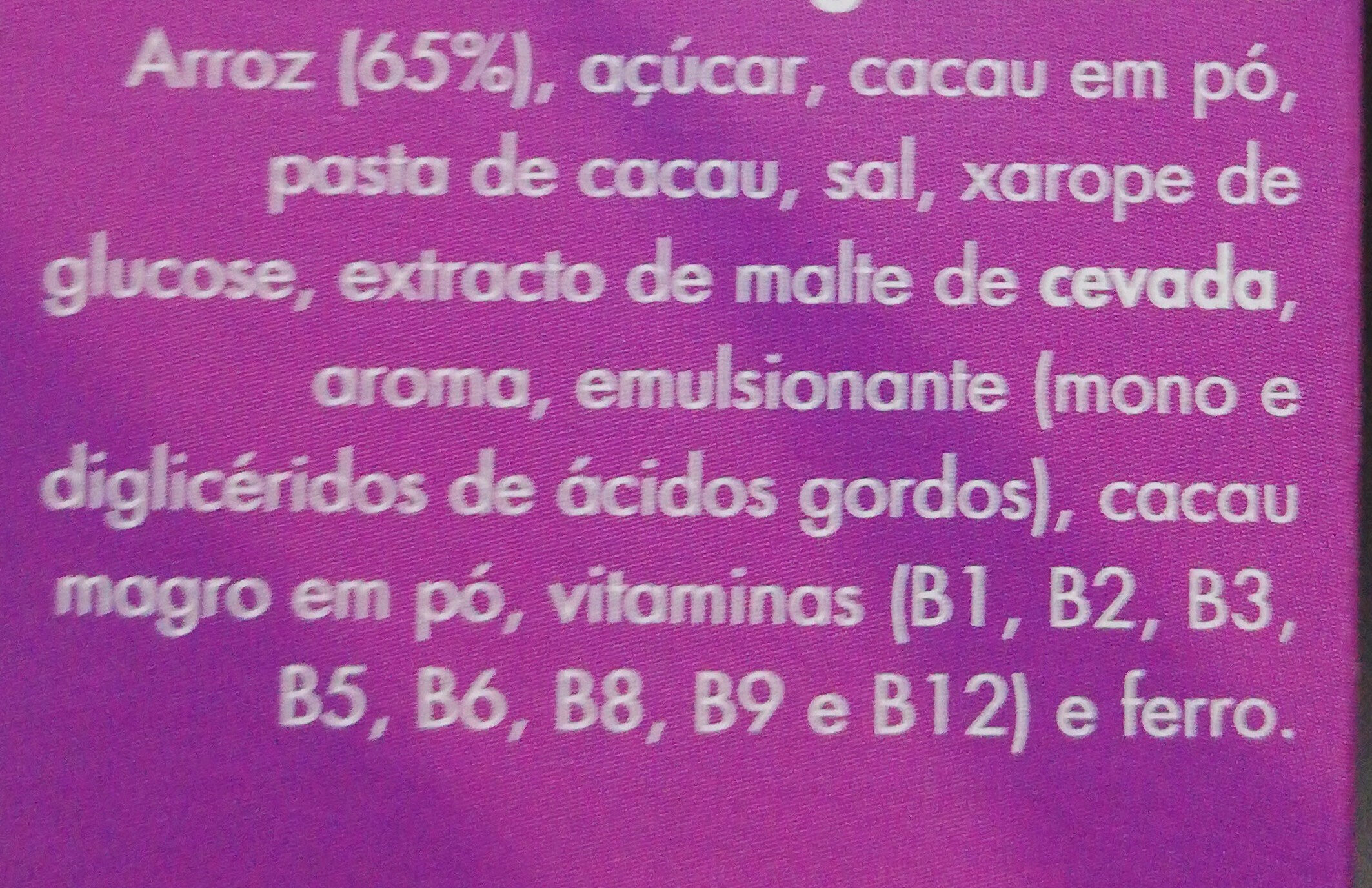 Chocorice - Ingredientes
