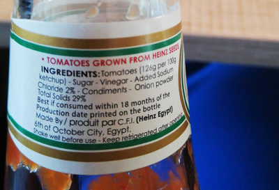 Heinz Tomato Ketchup - Ingredients