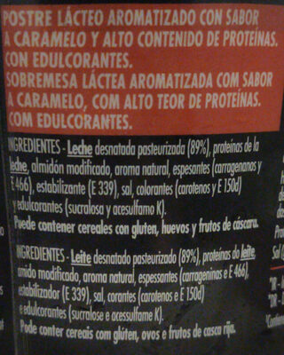 YoPro Protein Pudding Caramelo - Ingrediënten - es