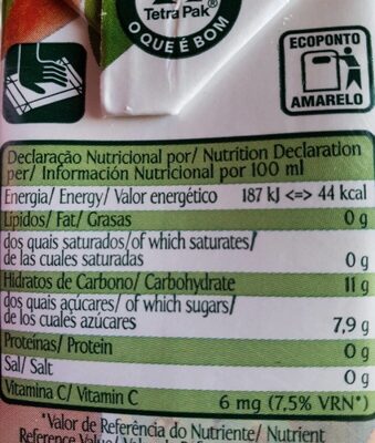 Clássico Néctar Pêssego - Tableau nutritionnel - pt