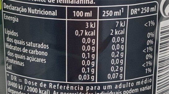Pepsi max lima - Nutrition facts - pt