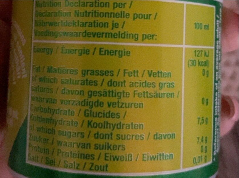 Sumol Ananas - Nutrition facts - pt