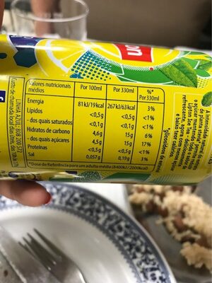 Lipton Ice Tea -lemon - Tableau nutritionnel