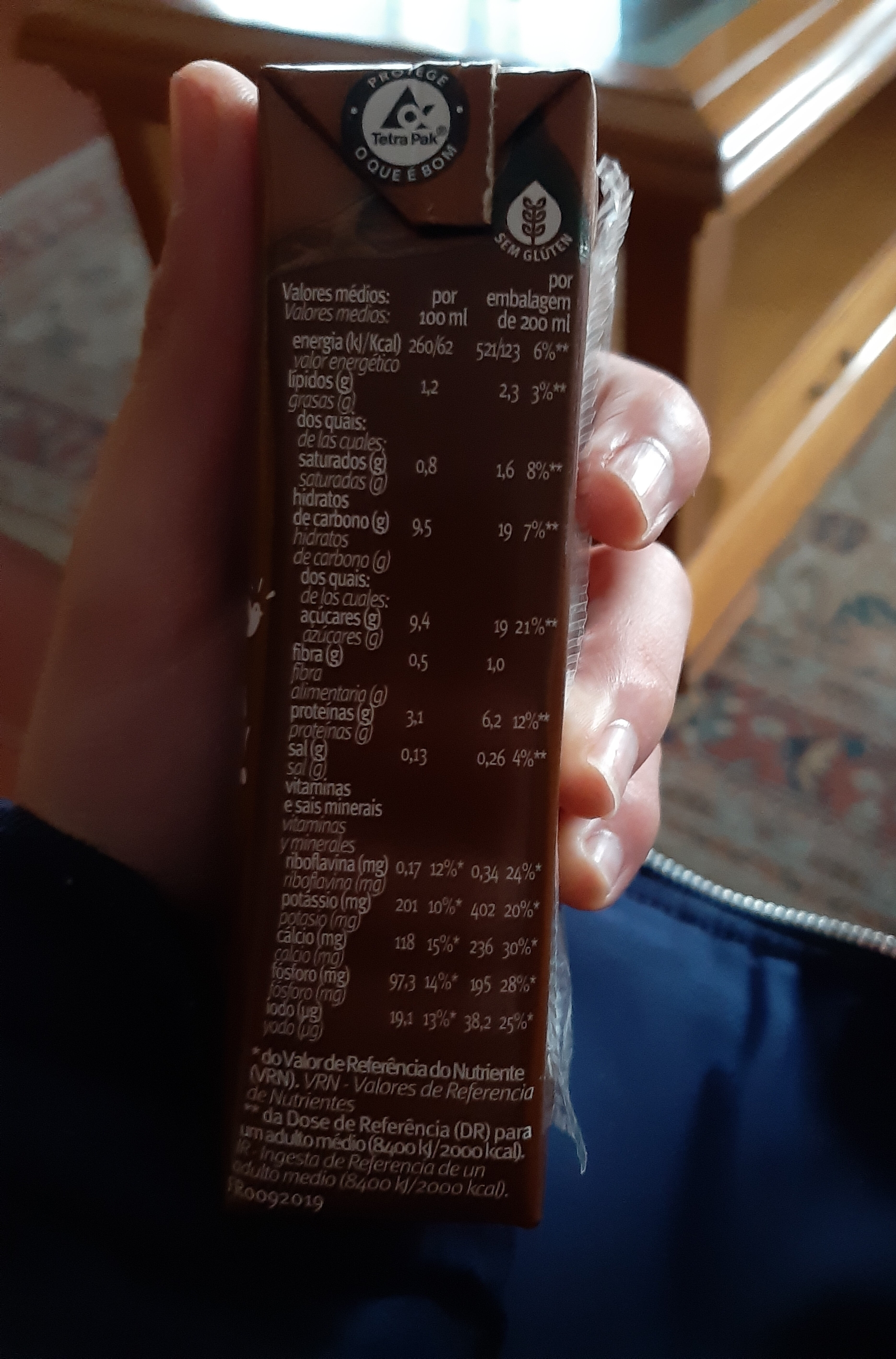 Leite com chocolate - Información nutricional - pt