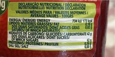 Doce Morango com teor de açucar reduzido - Nutrition facts - pt