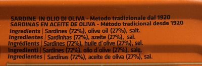 Sardines à l'Huile d'Olive - Ingrédients