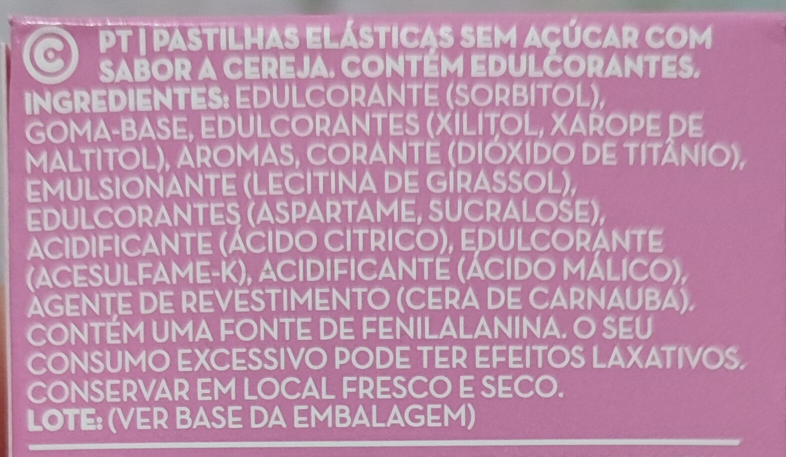 Pastilhas Elásticas - Ingredients - pt