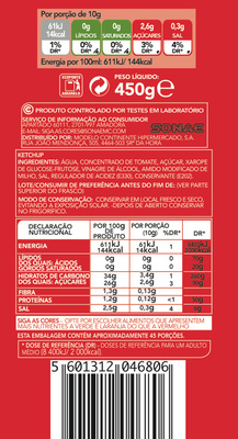 Ketchup - Nutrition facts - pt