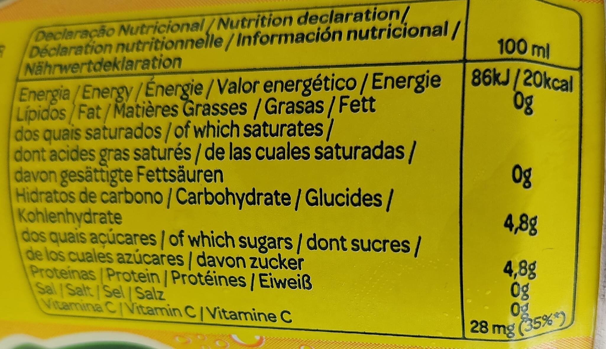 Frisumo Ananas - Tableau nutritionnel