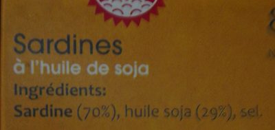 Sardines a l huile de soja - Ingredients - fr