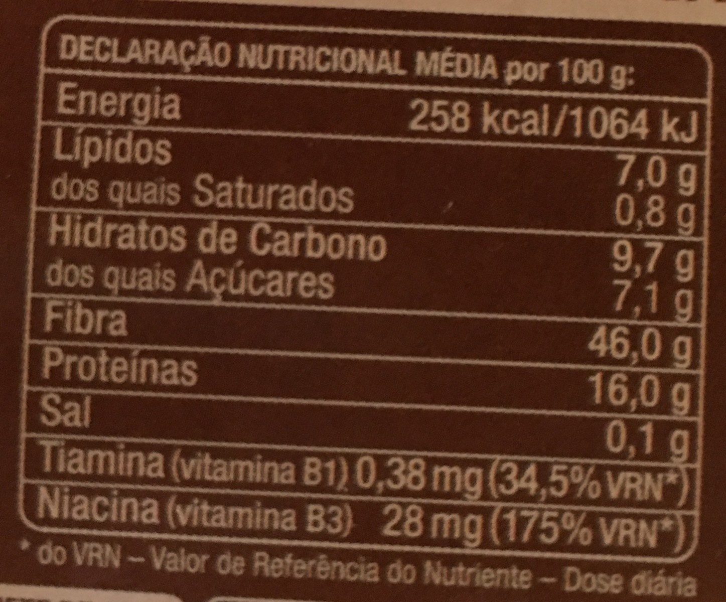 Farelo de trigo - Nutrition facts - pt