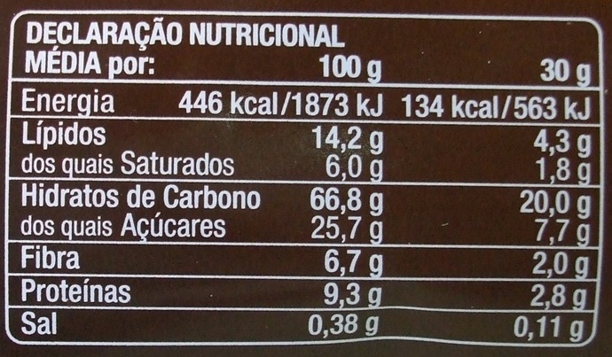 Multi Cereais Crocante - Dados nutricionais