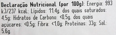 Reserva Cura 12 Meses - Nutrition facts - pt