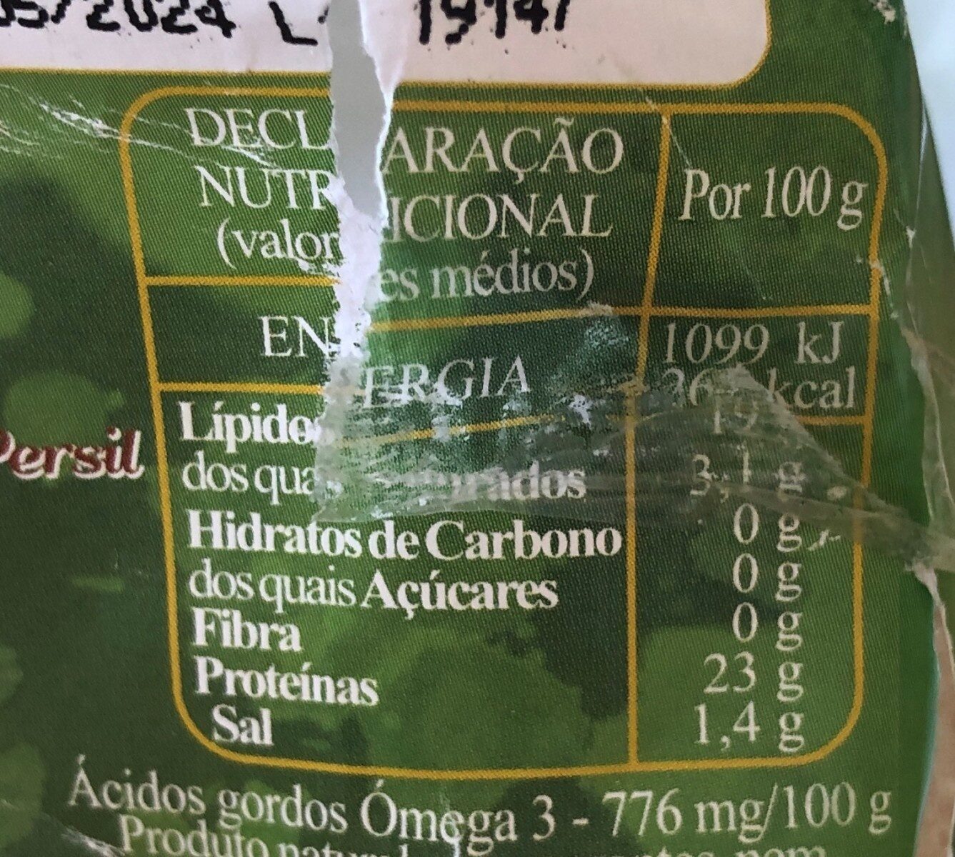 Filete de Carapau - Tableau nutritionnel