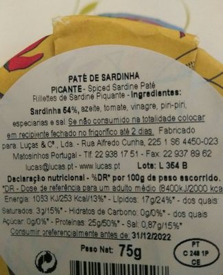 Rillettes sardine piquantes - Ingredients - fr