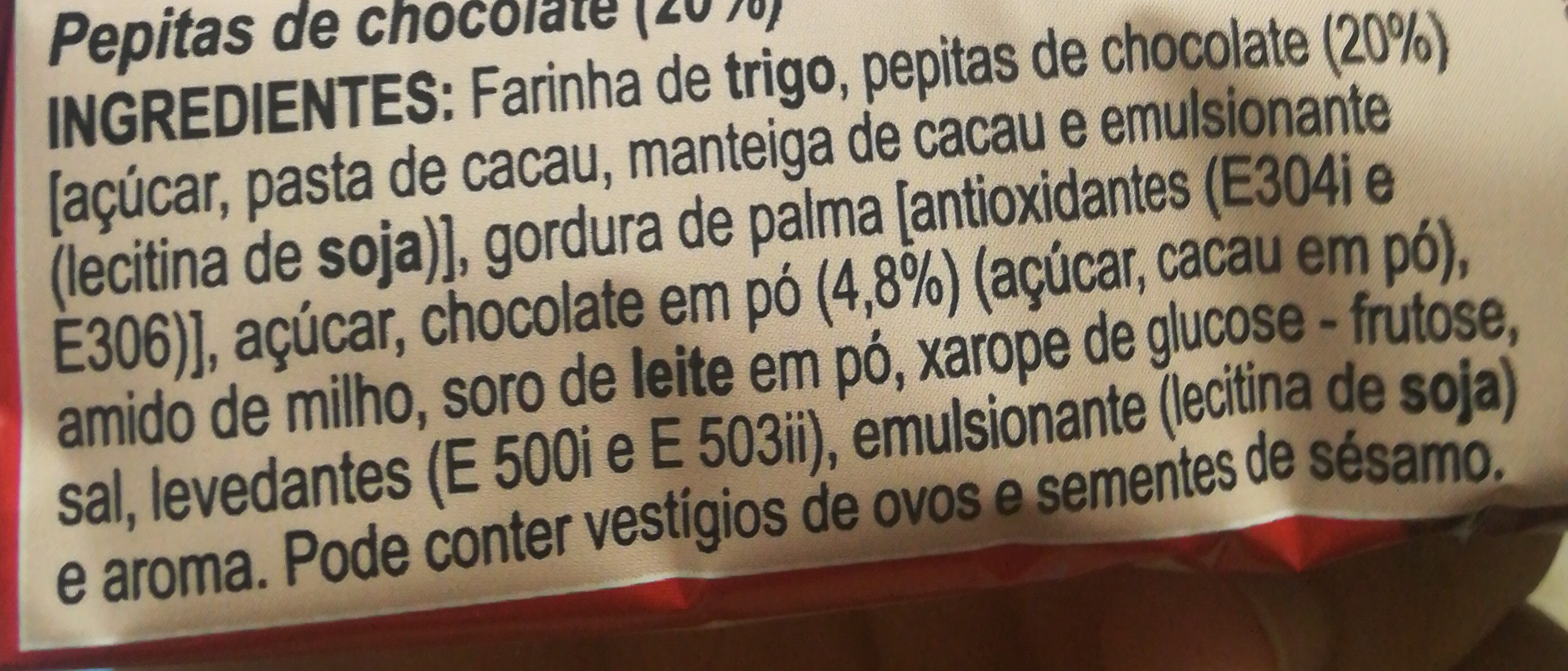 Bolachas de Chocolate - Ingredients - pt