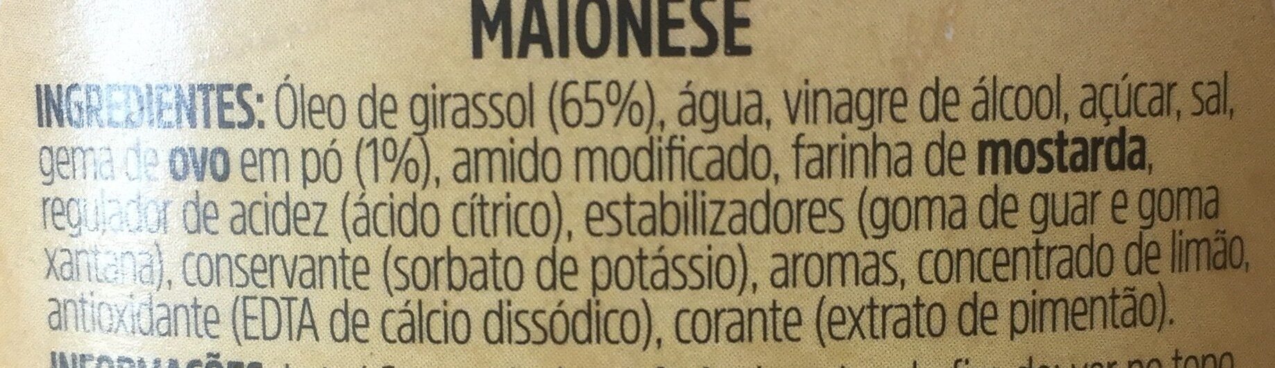 Maionese - Ingredientes