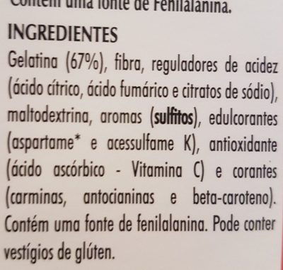 Gelatina sabor morango - Ingredientes