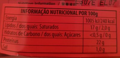 Porthos Sardinha Azeite Condimentos - Tableau nutritionnel - pt