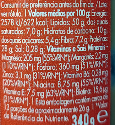 Cremosa Manteiga 100% Amendoim - Tableau nutritionnel - pt