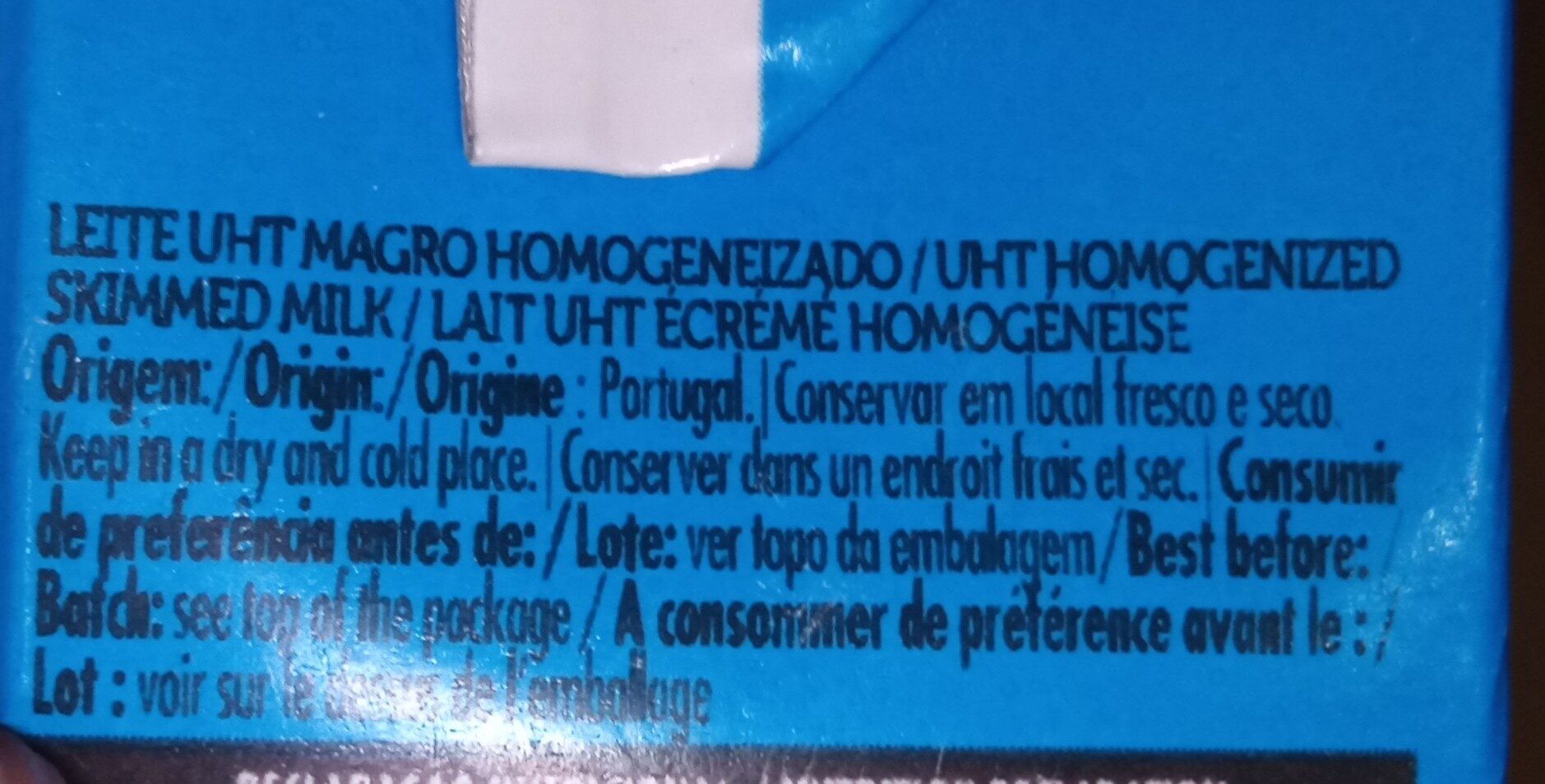 leite magro UHT - Ingredientes - en