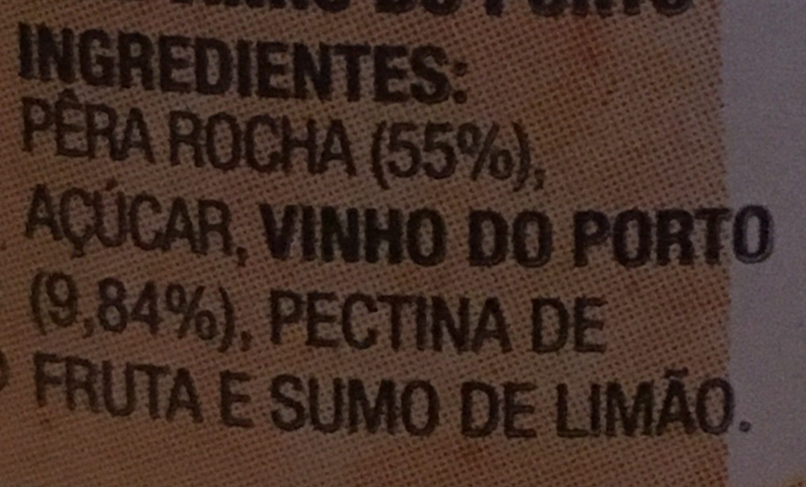 DOCE DE PÊRA ROCHA COM VINHO DO PORTO - Ingredients - fr