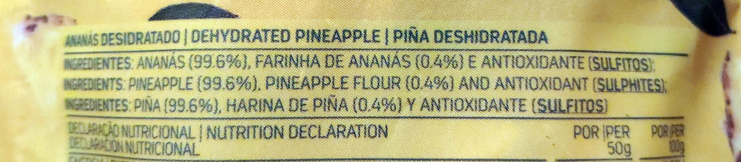 Piña deshidratada - Ingredients