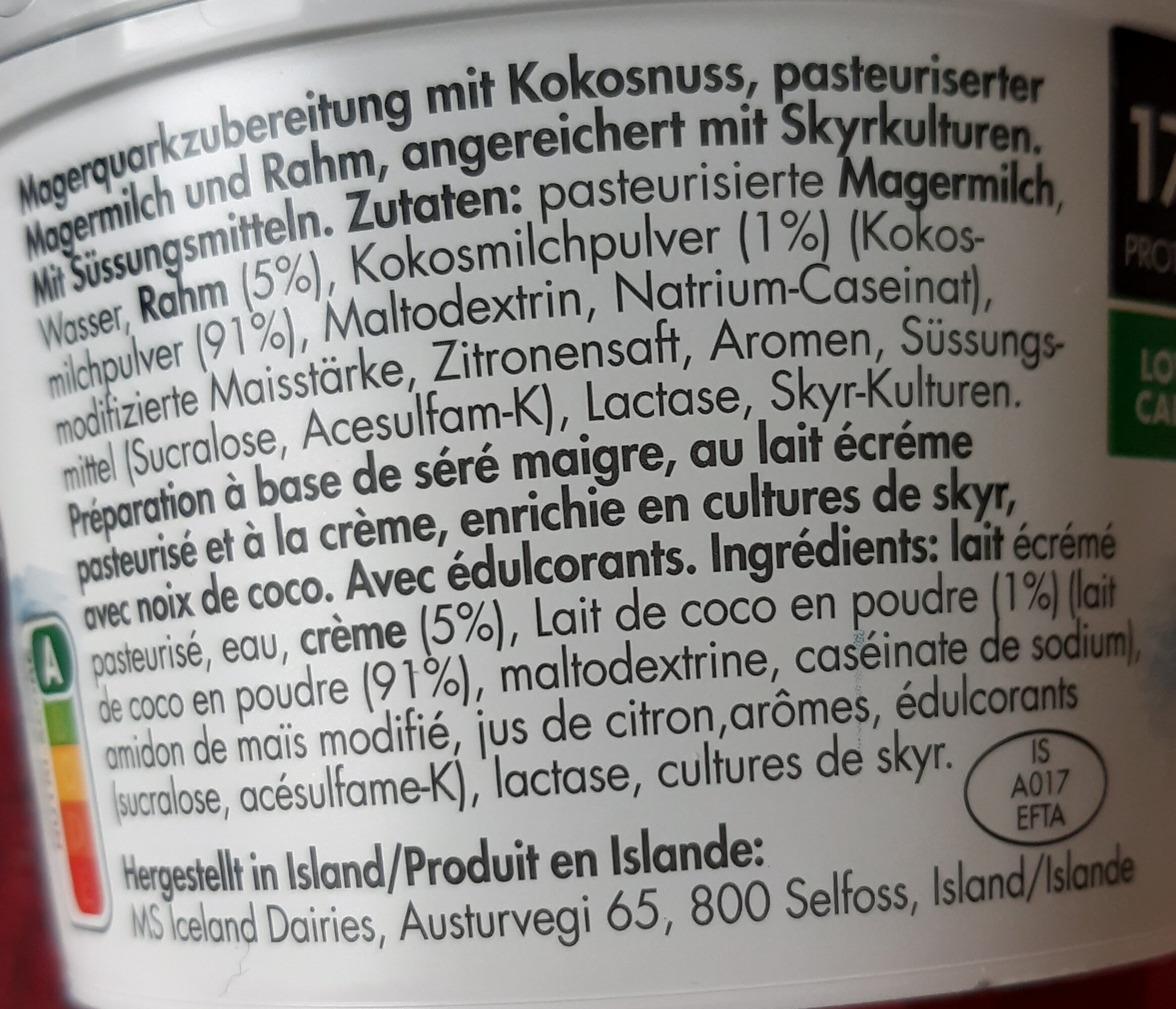 Skyr Noix de coco | Kokonuss - Ingredienti - de