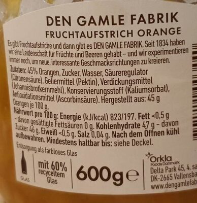 Fruchtaufstrich Orange - Nutrition facts - fr