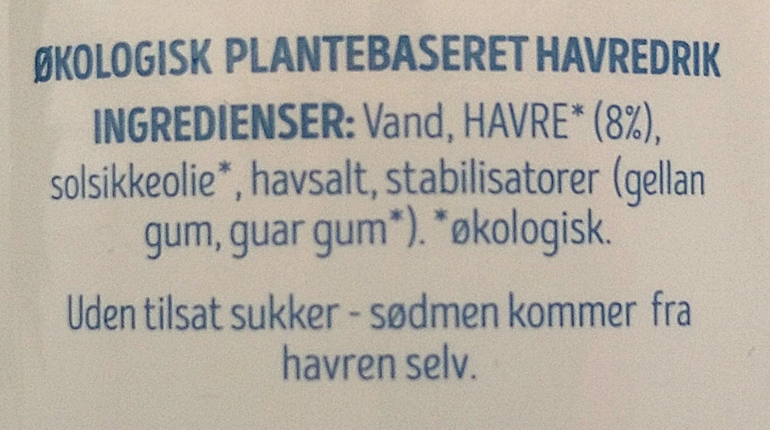 Havre Drik - Ingredienser