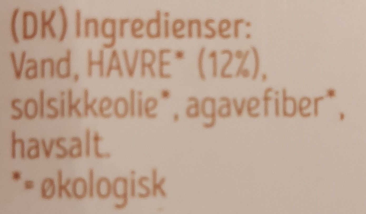 Økologisk Skumbar - Havredrik - Ingredienser