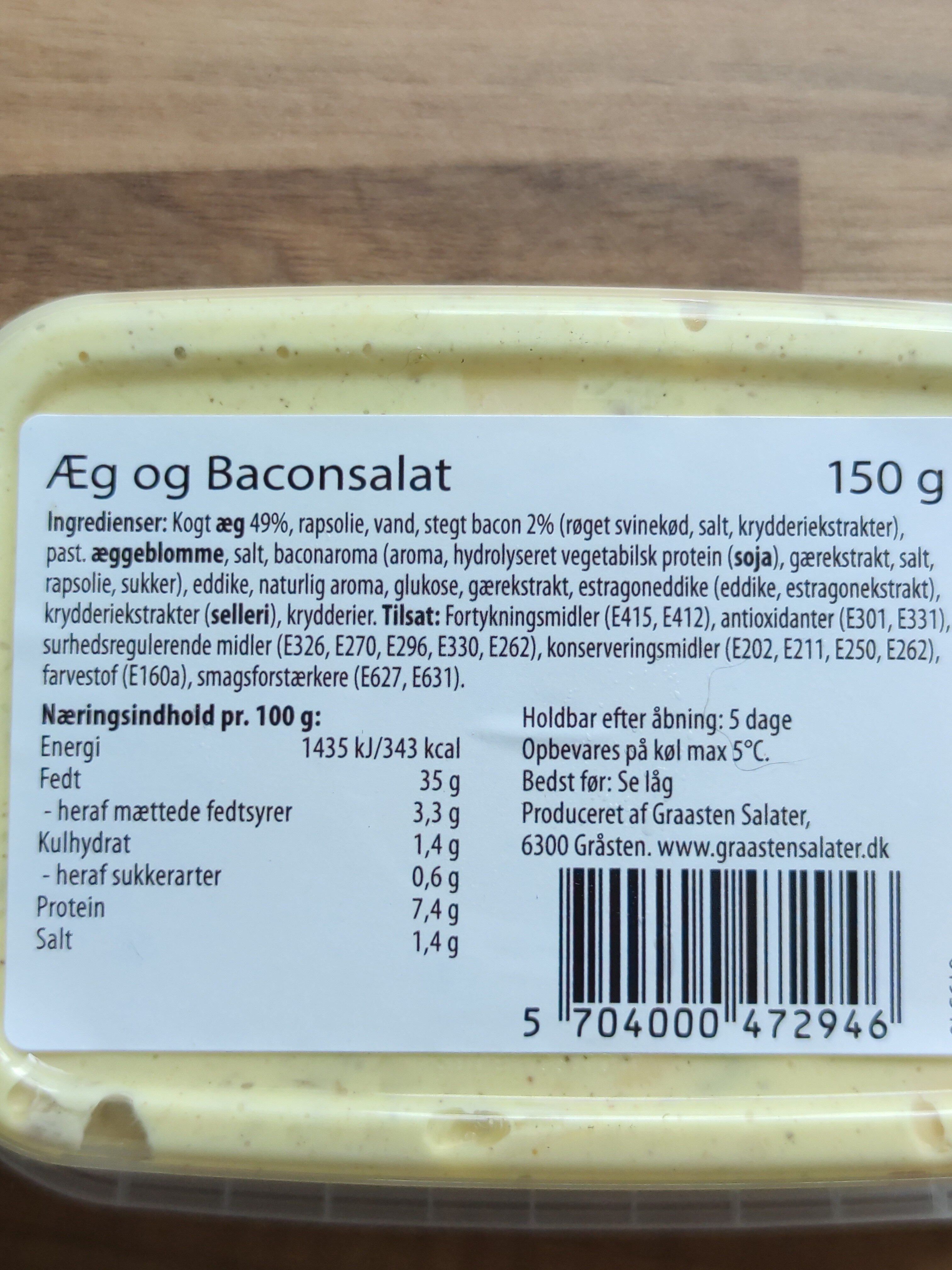 Æg og Baconsalat - Ingredienser