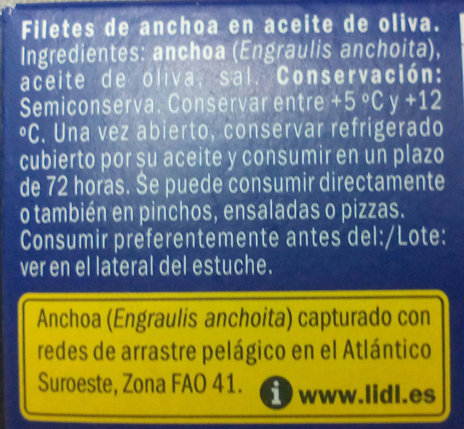 Filetes de anchoa en aceite de oliva - Ingredients - es